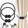 Hion Magnetic Curtain Tiebacks Black 2pcs, Curtain Tiebacks Buckles Holdbacks by Hion