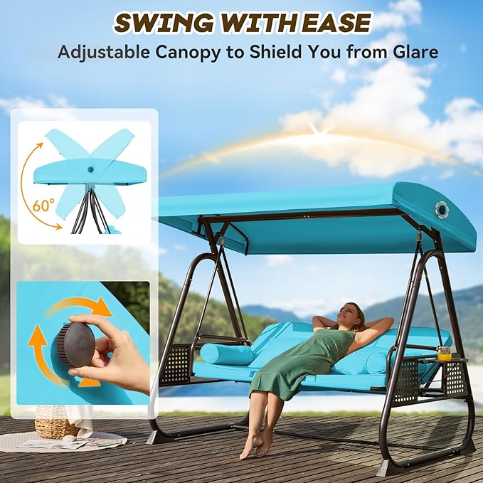 3 in 1 Outdoor Porch Swing - Image 3