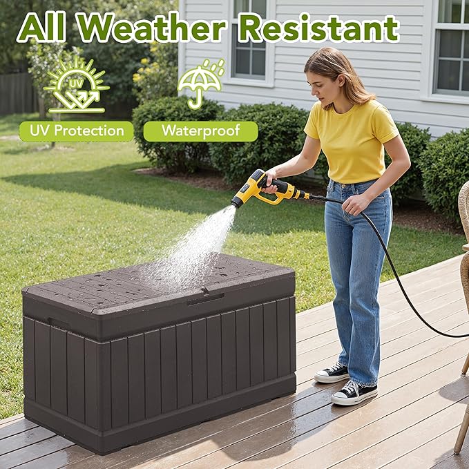 Devoko 78 Gallon Deck Box, Waterproof Resin Outdoor Storage Box - Image 4