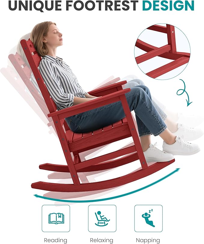 SERWALL Outdoor Rocking Chair Set of 2, Oversized Rocking Chair - Image 7