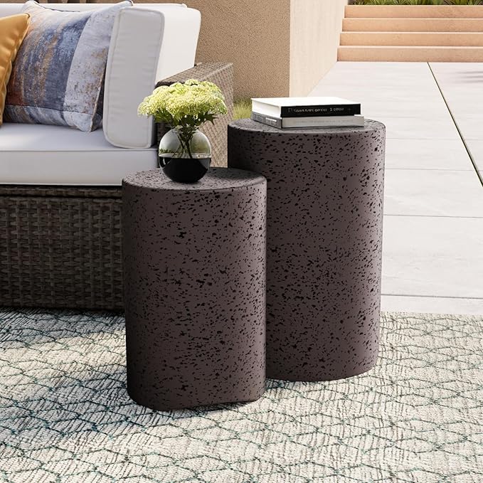 COSIEST Concrete Side Table, Decorative Garden Stools by COSIEST