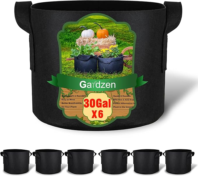 Gardzen 6-Pack 30 Gallon Grow Bags, Aeration Fabric Pots by Gardzen