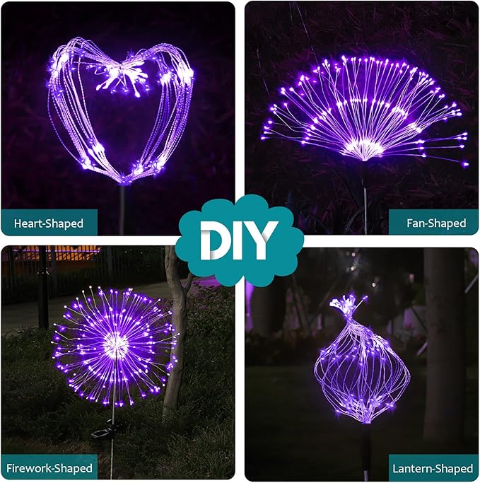 JJGoo Solar Firework Lights, 2 Pack 120 LEDs 2 Lighting Modes Solar Garden - Image 7