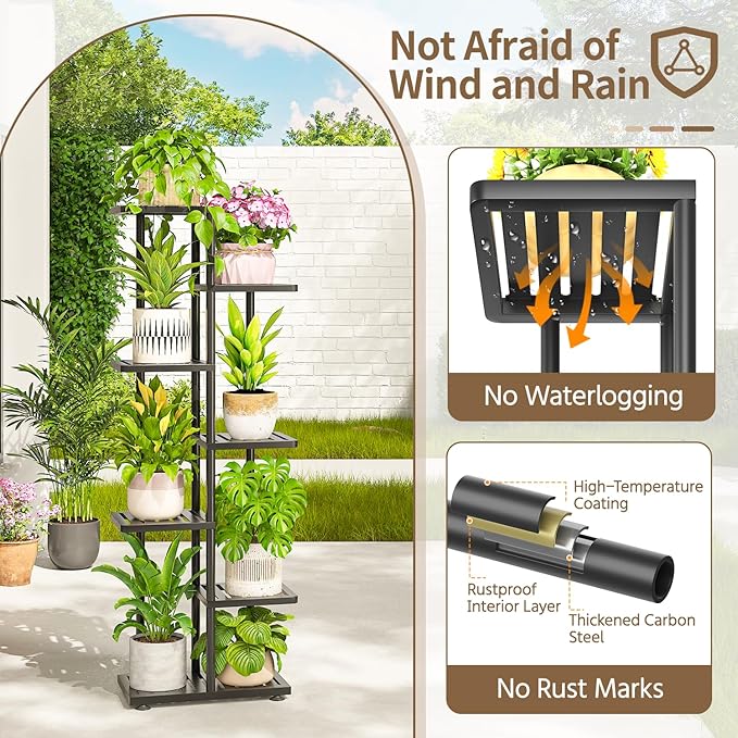 LASZOLA 6 Tier Plant Stand Indoors Outdoors - Image 4