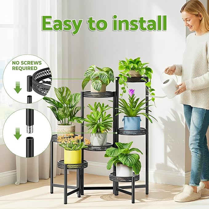 7 Tier Large Metal Plant Stand Indoor Outdoor - Image 6