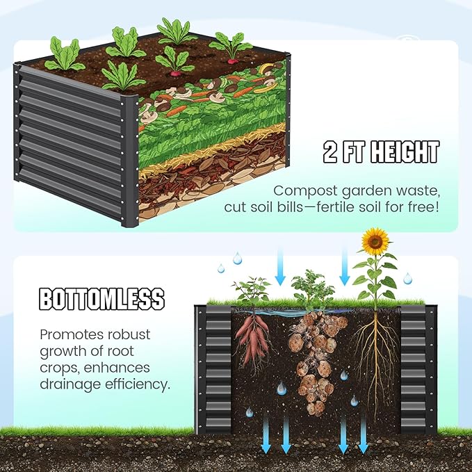 Quictent Galvanized Raised Garden Bed 4x3x2ft Tall Garden Bed Extra Height - Image 6