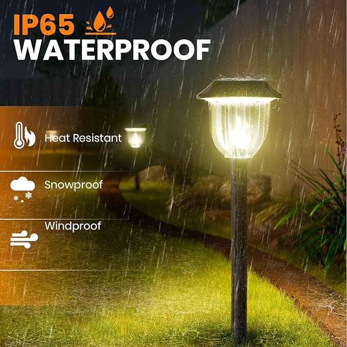 AOSEA LED Solar Lights for Outside, Bright 6 Pack Solar Lights Outdoor IP65 - Image 7