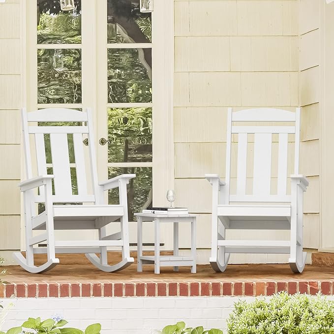 LUE BONA Outdoor Rocking Chairs Set of 4, Weather Resistant HDPS Poly Rocker - Image 3