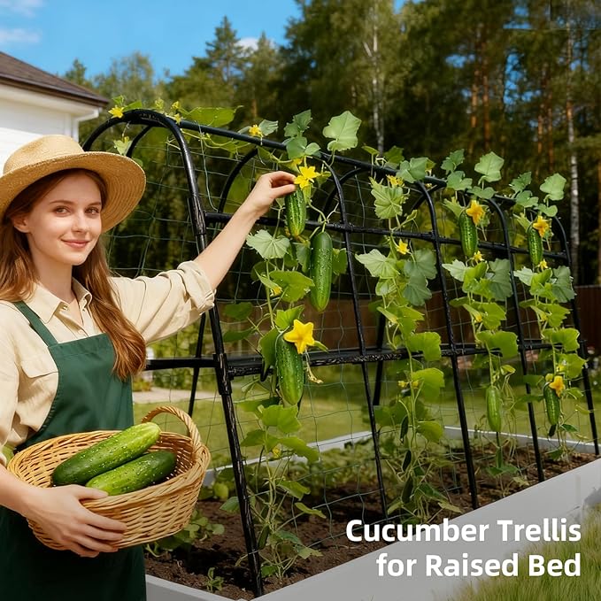 Cucumber Trellis for Raised Bed, U-Shape Garden Arch Metal Support for Climbing - Image 5