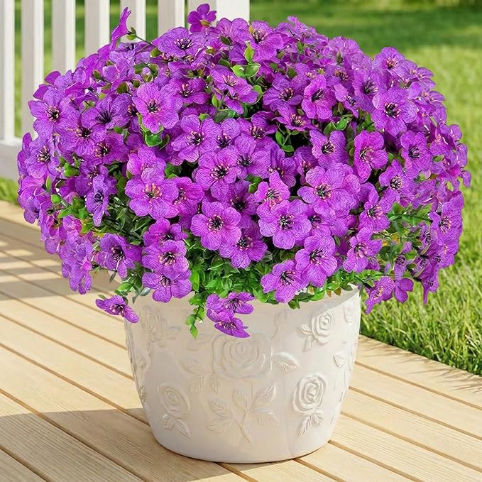 Artificial Flowers for Outdoor Indoor, Silk Flowers No Fade Fake Plastic by LetuoClipsClipsandHooks