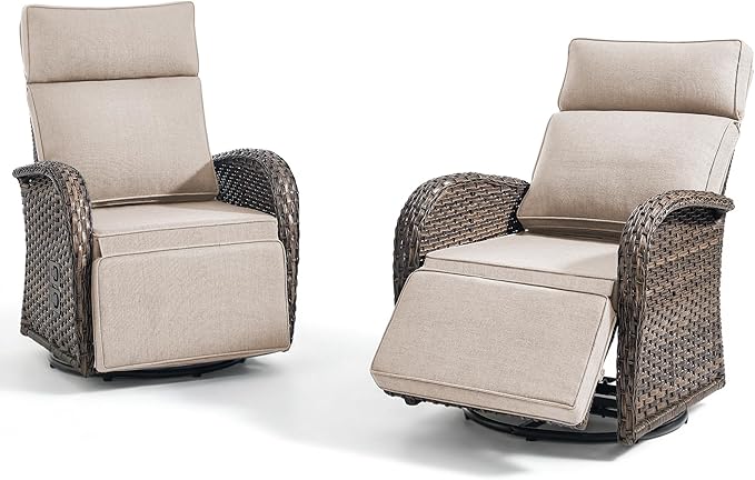 Zero Gravity Patio Swivel Rocking Recliner Chairs Set of 2 - Image 7