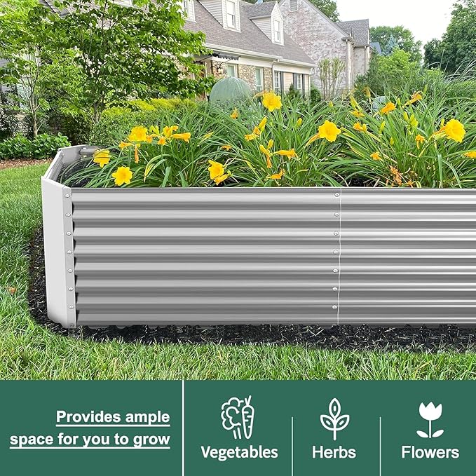 Land Guard 8×4×2 ft Galvanized Raised Garden Bed Kit, Galvanized Planter Raised - Image 4