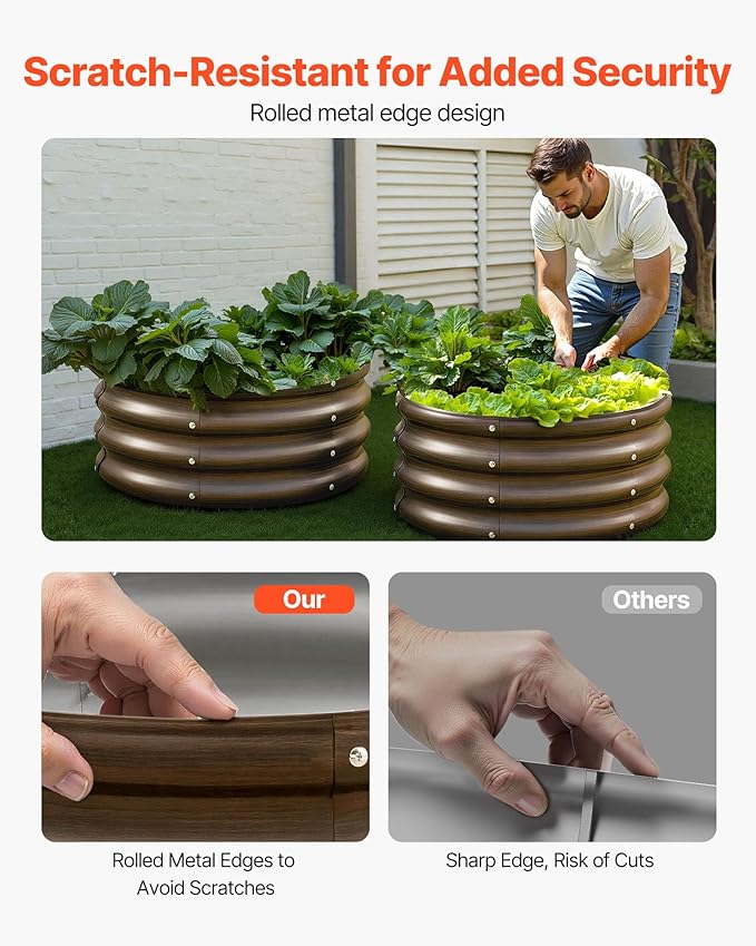 VEVOR 3 Pcs 2x2x1ft Round Galvanized Raised Garden Bed Kit, Outdoor Metal - Image 4