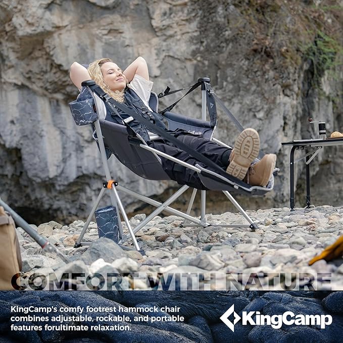 KingCamp Hammock Chair with Footrest – Heavy Duty Swinging Rocking Camping - Image 3