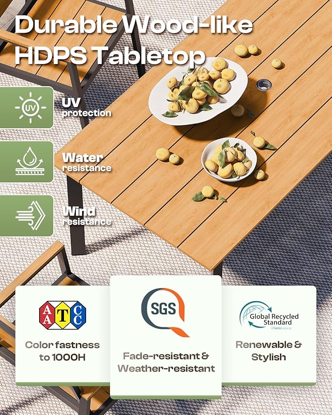Outdoor Dining Set for 4, Aluminum Patio Table and Chairs Set - Image 2