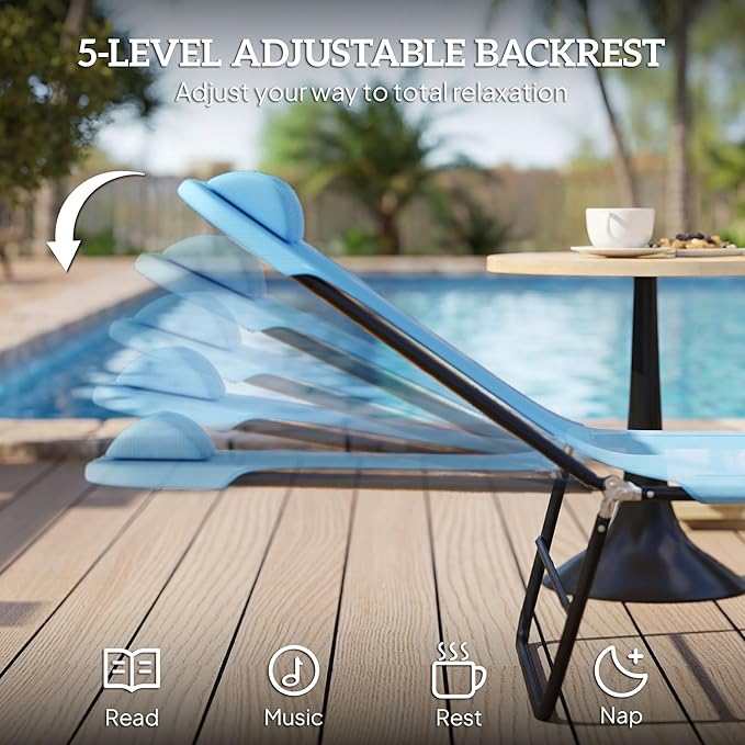 Outsunny Folding Chaise Lounge Chair, Pool Sun Tanning Chair, Outdoor Lounge - Image 4