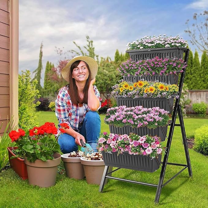 SEJOV 2 Pack Vertical Raised Garden Bed, 5 Tiers Elevated Planter Box - Image 5