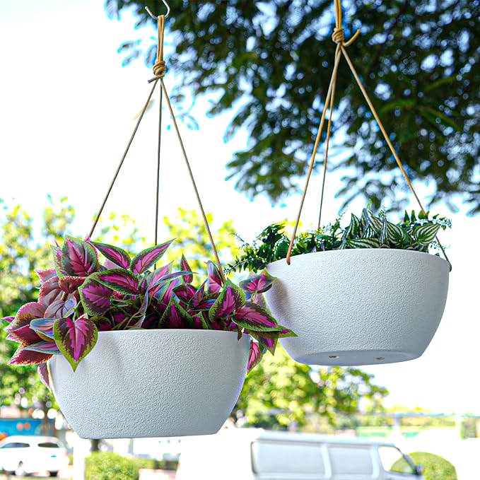 12 Inch 2 Pack Large Hanging Planters - Image 3