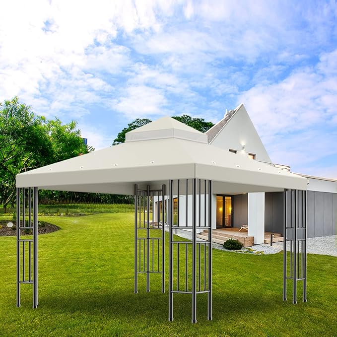 Sumfaller 10x10 FT Gazebo Replacement Canopy Top Cover Double Tiered Canopy Top - Image 7