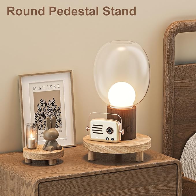 3 Pcs Wood Plant Stand Indoor Outdoor, Round Wood Riser - Image 5