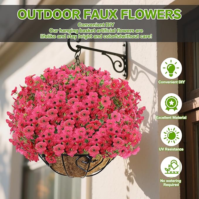 Artificial Flowers for Outdoor, Silk Flowers No Fade Fake Plastic Flowers UV - Image 2