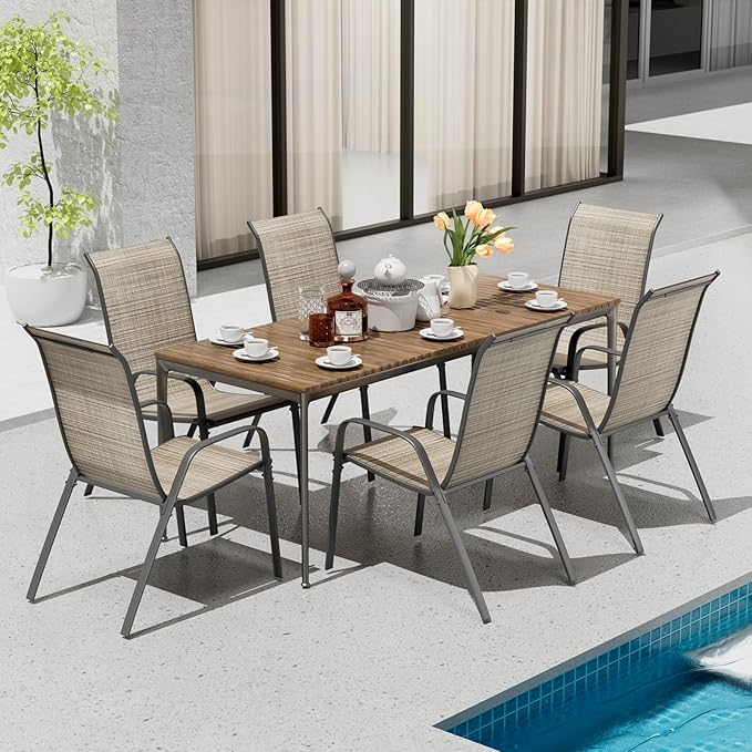 TLSUNNY Patio Chairs, Stackable Textilene Outdoor Dining Furniture - Image 2