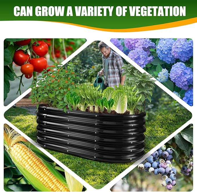 17" Tall Elevated Oval Metal Raised Garden Bed - 4ft x 2ft in Size and 0.8MM - Image 5