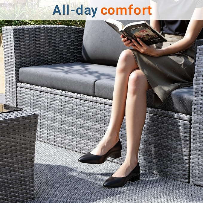 Wisteria Lane 4 Piece Patio Furniture Set, Wicker Outdoor Patio Conversation - Image 4