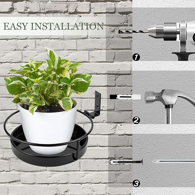 ARTORA Wall Mounted Plant Holder, 2 Pack Metal Flower Pot Wall Hanging Shelf - Image 5