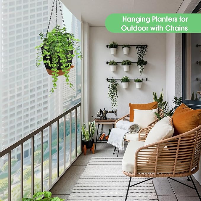 Hanging Planters for Indoor Outdoor Plants, 2 Pack Self Watering Hanging Pots - Image 7