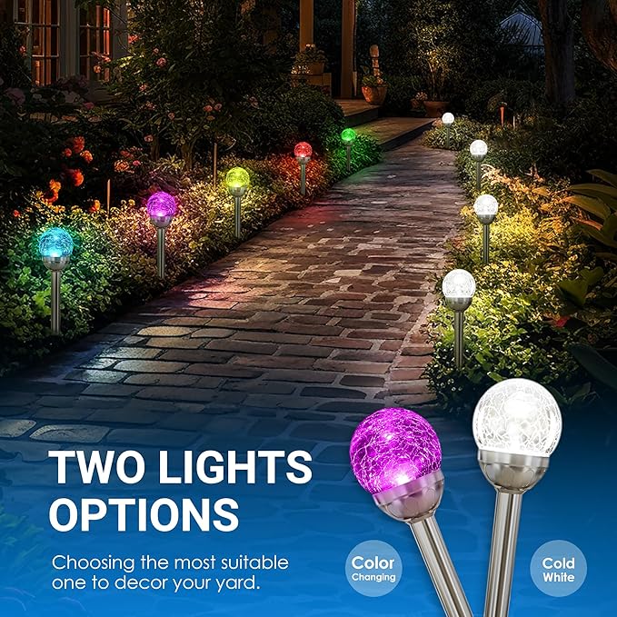 SOLPEX Solar Garden Lights Outdoor, 6 Pack Multi-Color Changing&White 2 Modes - Image 2