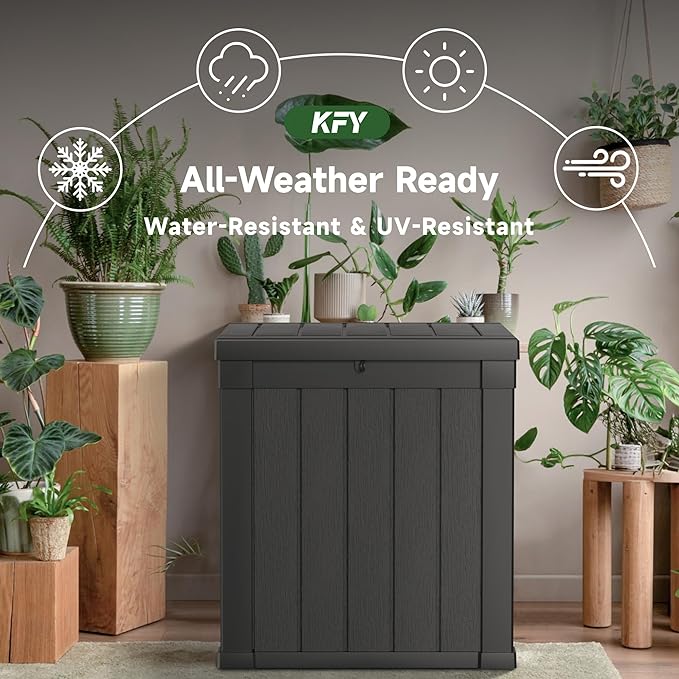 50 gallon deck box, All-weather resin material outdoorstorage box easy to - Image 4