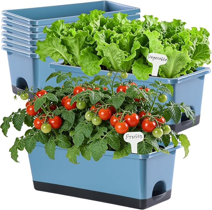 Window Box Planter 8 Pcs, 17 Inches Rectangle Flower Pots by Oliz