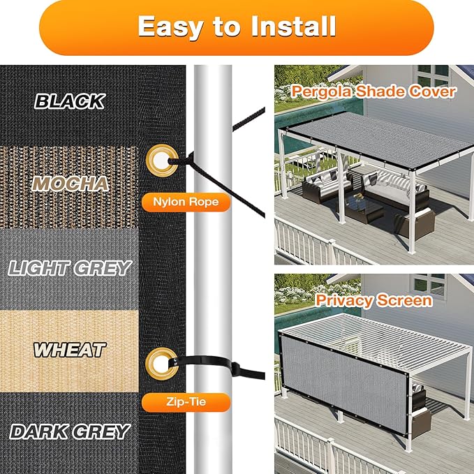 Artpuch Outdoor Pergola Shade Cover 11x19 FT Sun Shade Cloth - Image 5