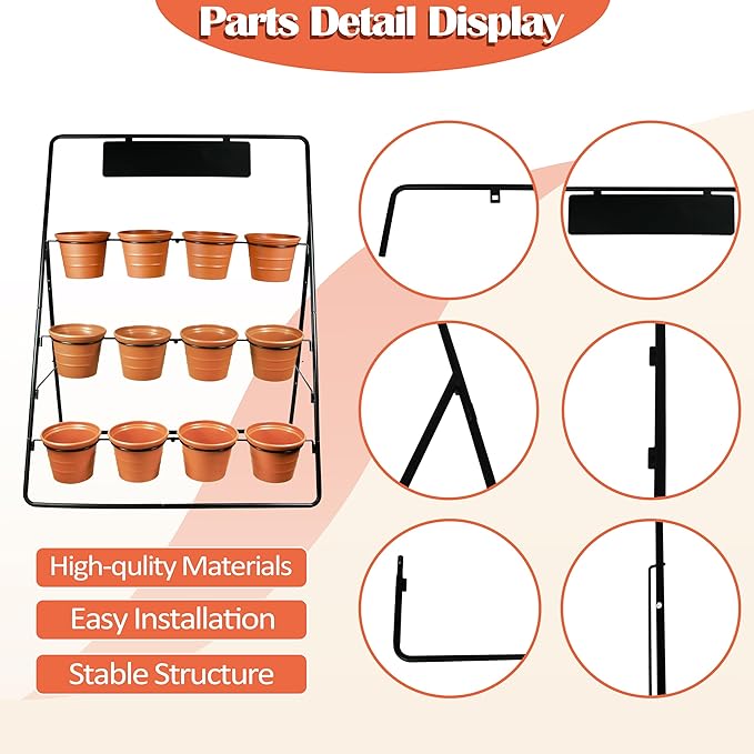 Sunnyglade 3-Tier Metal Plant Stand Rack Multiple Flower Pot Holder Shelf - Image 3