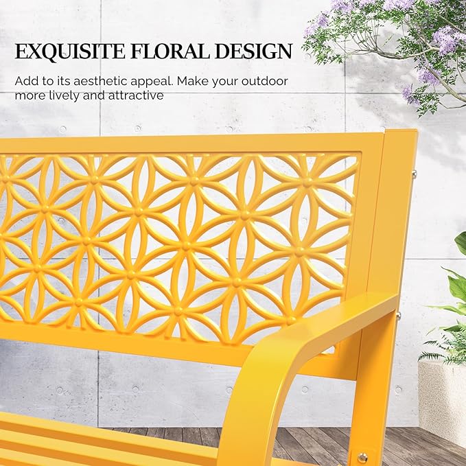 VINGLI 50" Outdoor Bench Metal - Image 5