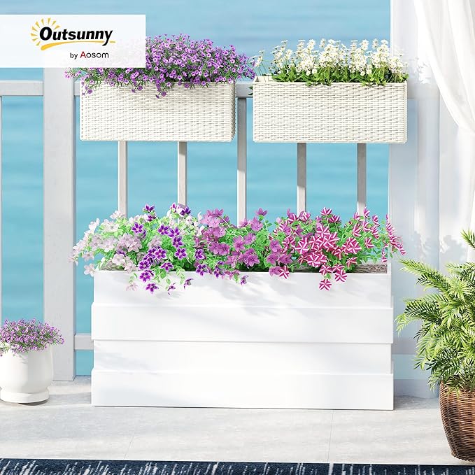 Outsunny Railing Planter Box, Hanging Flower Pots - Image 2