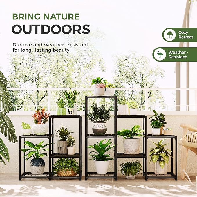 Bamworld Corner Plant Stand Indoor Metal Plant Shelf 5-Tier 11 Potted Flower - Image 6