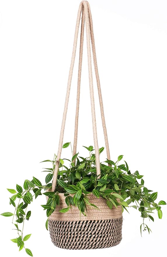 Hanging Planter Basket Jute Rope Woven Plant Hangers Indoor Hanging Plant by RUIZHIXUAN