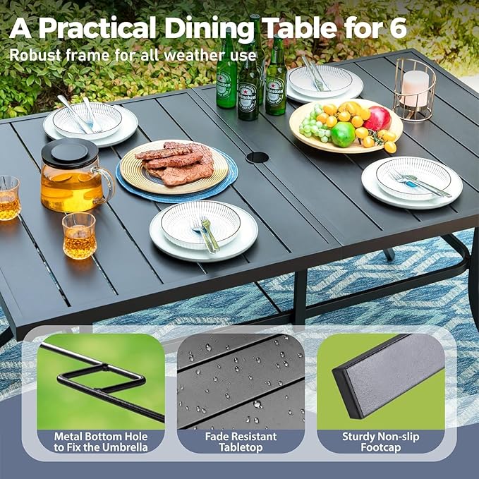 7 Pieces Patio Dining Set, 6 x Woven Rattan Chairs - Image 7
