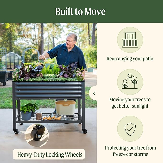 Rolling Elevated Raised Garden Bed-V Series, 1000 Lbs Weight Capacity, Outdoor - Image 4