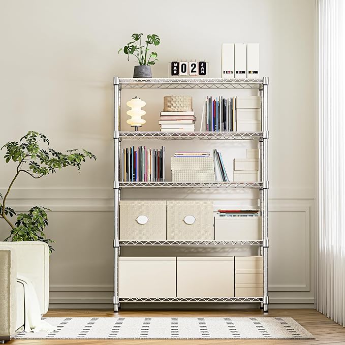IZEUK 5-Tier Heavy Duty Metal Storage Shelving Unit, Adjustable Steel Wire Rack - Image 7