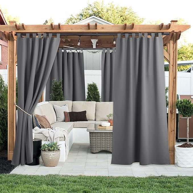 NICETOWN 2 Panels=104" Width Patio Curtains Outdoor Waterproof Extra Long 108" - Image 2