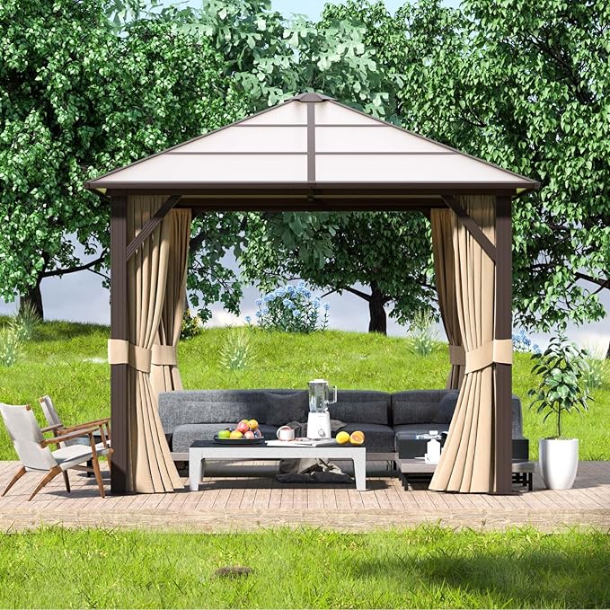 Aoxun 10FT x 10FT Gazebo Single Polycarbonate Top, Outdoor Polycarbonate Frame - Image 2