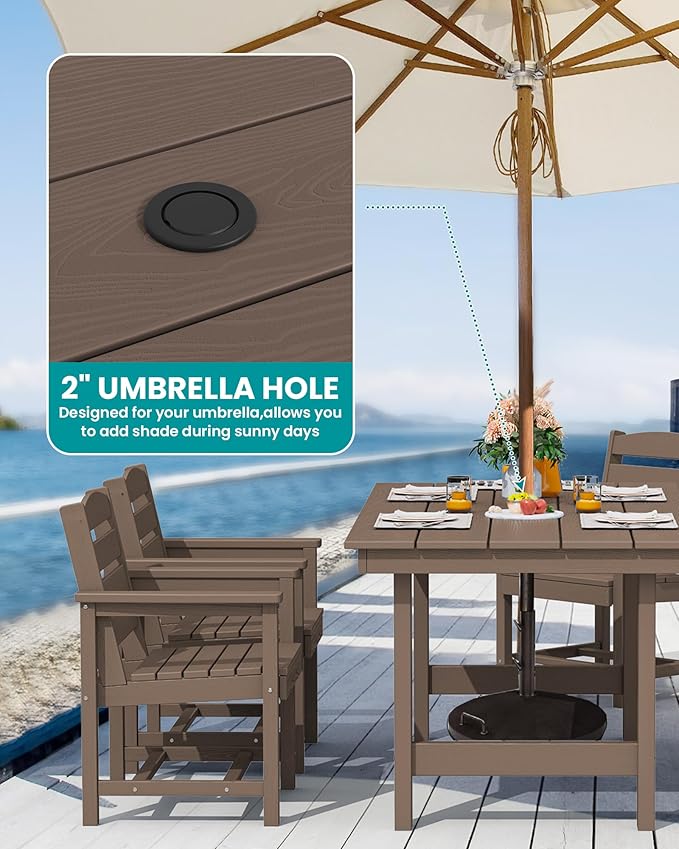 SERWALL Outdoor Dining Sets for 4, Outdoor HDPE Dining Furniture Set - Image 2