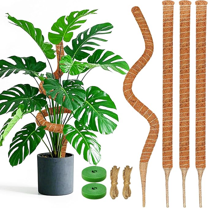 4 Pack 39 Inch Moss Pole Monstera Plant Support, Coir Moss Poles by Unknown