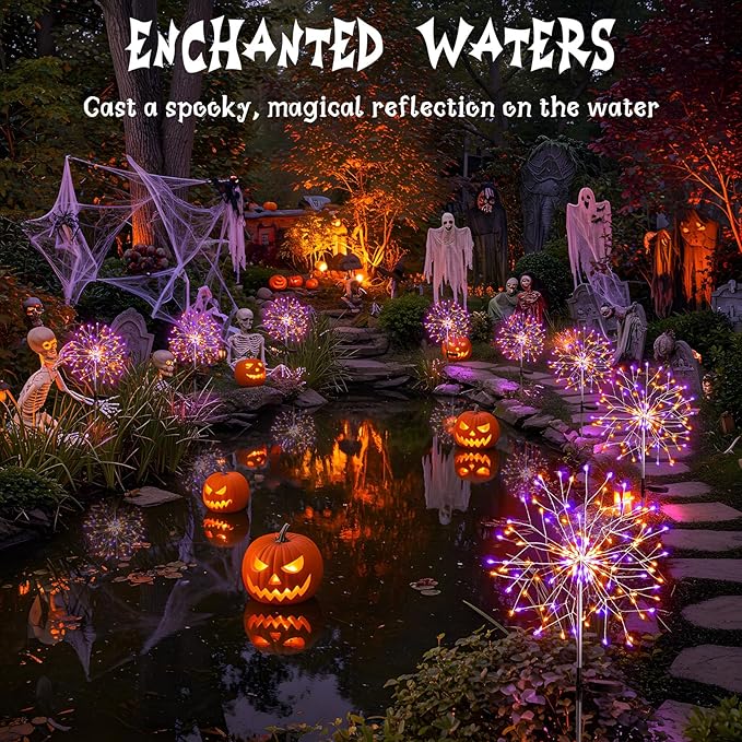 suddus Solar Halloween Lights Outdoor Solar Powered, Upgrade 2-Pack Orange & - Image 7