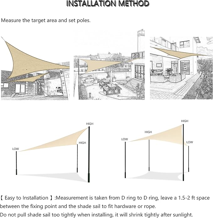 Tronssien Rectangle 10'x13' Sun Shade Sail, 95% UV Blockage Canopy Awning - Image 6