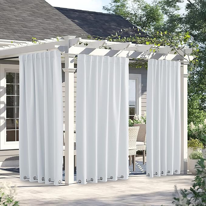 NICETOWN 2 Panels Outdoor Curtains Waterproof 90 inch Long - Image 2