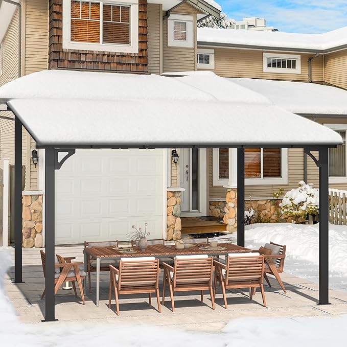 AECOJOY Wall Gazebo12’ x 10’, Hard Top Gazebos Pergola on Clearance, Outdoor - Image 3